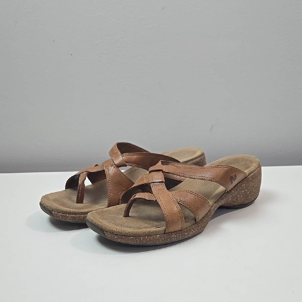 Merrell Women's Brown Leather Wedge Sandals